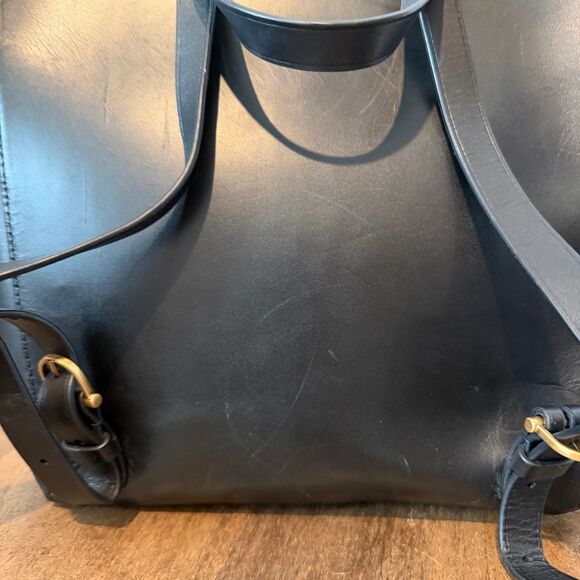 Aritzia Alxiliary Black Smooth Leather De Bray Backpack Book Bag Purse Women's - Picture 6 of 13